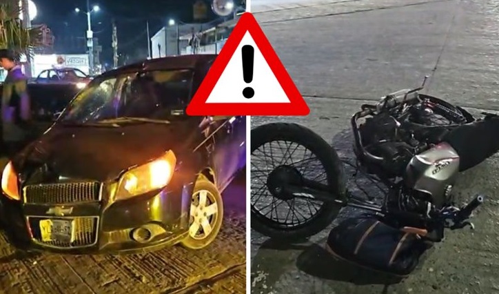 Accidente entre motocicleta y auto deja heridos en MartÃÂnez