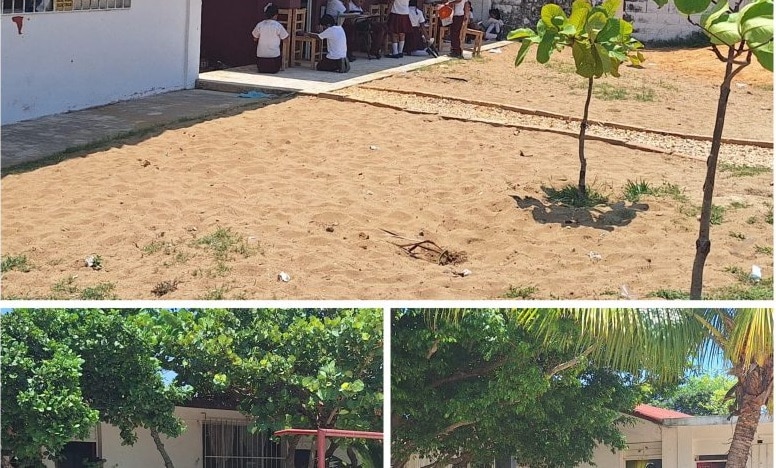 Alumnos de Villa Allende asisten a clases bajo intenso calor