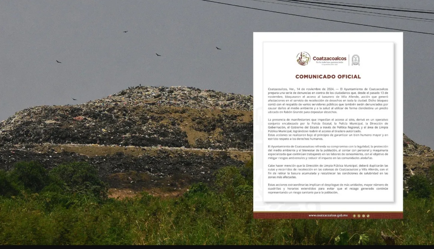 Coatzacoalcos denunciará a manifestantes por cierre de basurero