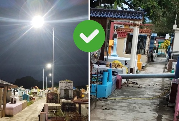 Instalan luces LED en cementerio de Misantla para seguridad