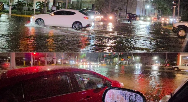 Intensa lluvia de Onda Tropical 26 causa encharcamientos en Coatzacoalcos