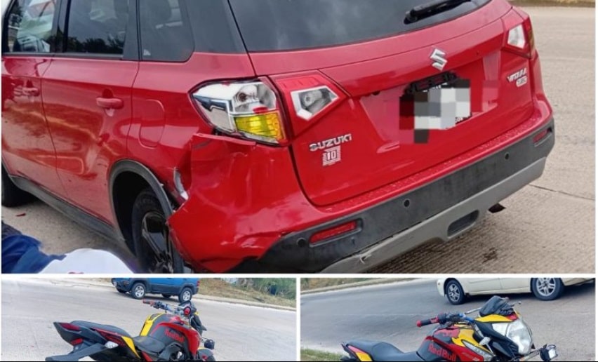 Motociclista choca contra auto en Coatzacoalcos: video impactante
